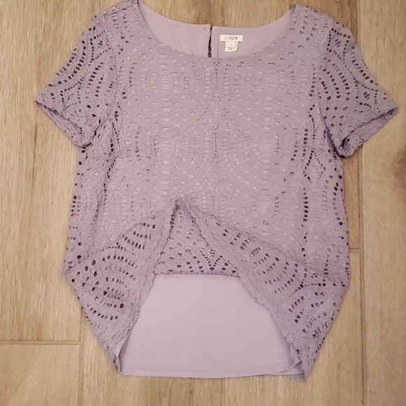 JCrew Lace Lilac Purple Dual Layer Top - Picture 3 of 6